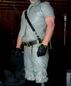 100% Real Leather Mens Pants and Shirt Police Uniform Adult Bondage Gay BLUF