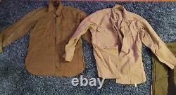 18 Vintage MILITARY CLOTHING LOT Military Uniforms 2 Trench Coats Pants Shirts