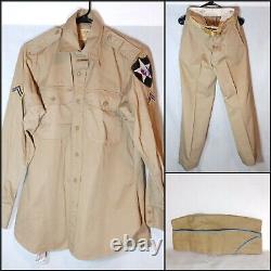 1940s WW2 COMMAND V US OFFICERS REGULATION SHIRT 2nd Infantry WithPANTS, BELT, HAT