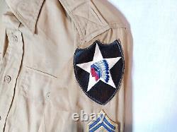1940s WW2 COMMAND V US OFFICERS REGULATION SHIRT 2nd Infantry WithPANTS, BELT, HAT