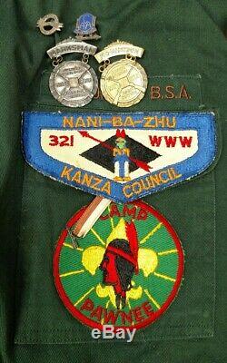 1950s Boy scouts dark green uniform sanforized shirt pants badges medals belt
