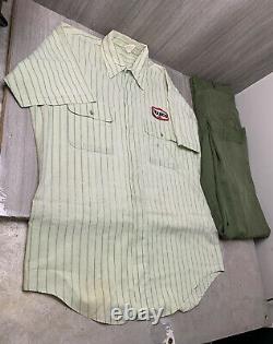 1950s Texaco Gas Service Station Attendant Uniform Set Shirt LG Pants 36 Unitog