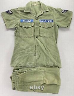 1960's Men's U. S. Air Force Sateen OG 107 Shirt with Patches & Pants Vietnam War