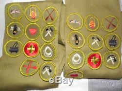 2 Vintage BSA Boy Scout Uniforms Shirts Pants Neckerchief Cap Badge Patches Sash