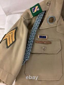 4 Pc VTG Military Khaki Uniform 2 Shirts 2 Pants Necktie Belt Ribbon Bars