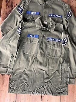 4 VTG VIETNAM US AIR FORCE OG-107 Lot Shirts Pants Fatigues 16 1/2 X 32 & 40x32