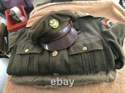 42nd Division Uniform Group w Cut down 4 pocket Feldman Cap, khaki shirt & pants