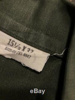 4pc Vintage Military Uniform US Navy SEABEES Vietnam Shirt Pants 32x33 15.5 S M