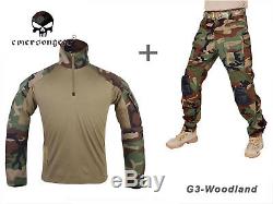 Airsoft Army Tactical Uniform Emerson Combat G3 Uniform Shirt Pants Woodland