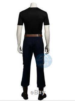 Anime Conner Kent Cosplay Costume Black Men's T-Shirt Pants Uniform Full Set