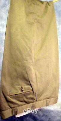 Antique Lot Of Wwii Korean War Green Wool Coat-patch Shirt-pants-silk Scarf