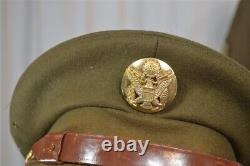 Antique men's WWII uniform complete Ike jacket, pants, shirts, hat, tie patches