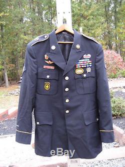 Authentic Army Airborne Military Blue Men's Uniform Jacket Shirt Pants Tie Belt