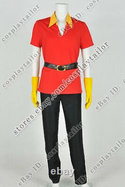 Beauty And The Beast Cosplay Hunter Gaston Costume Uniform Red Shirt Black Pants