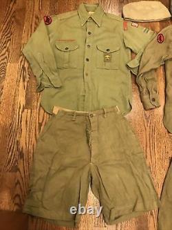 Boy Scouts of America BSA Uniform 30's-40's WWII Era 2 Shirts Pants shorts Caps