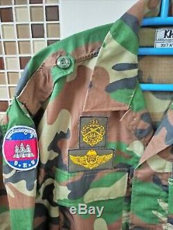 Cambodge Royal Cambodian Army Woodland Camouflage Uniform Shirt Pant Size LARGE