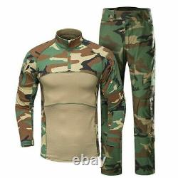 Camouflage Military Army Tactical Uniform Set Multicam Black Combat Shirt Pants