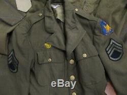 EARLY WW2 US ARMY 2nd AIR CORP OVERCOAT + TUNIC +SHIRT + PANTS + HAT + TIE NAMED