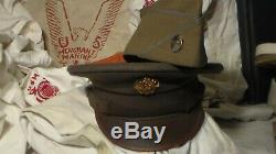 Estate World War 2 Merchant Marine Uniform Lot Shirts Pants Hats Sea Bag Books