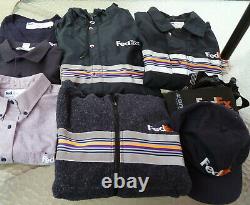 FedEx Men's XL Uniform 9 Piece Lot Used Jackets Shirts Pants Hat Safe-T-Lift