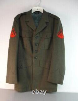 Genuine Us Marine Corp Usmc Military Jacket Pants Shirt Serge Green Wool Lot 3