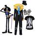 Halloween Party One Piece Dead Bones Brook Suit Cosplay Costume Outfits Wig Mask