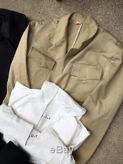 Huge WW2 Korean War USN US Navy Uniform Pea coat Deck Pants Suit Shirt Top Lot