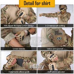 IDOGEAR G3 Combat Uniform Shirt & Pants BDU Set with Knee pads Clothing Military