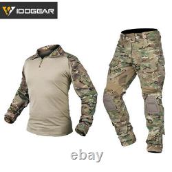 IDOGEAR Tactical Uniform BDU G3 Combat Shirt & Pants Knee Pads Airsoft Paintball