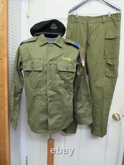 Israeli IDF Combat Uniform w Insignia Shirt Pants Trousers Belt Beret 1980's Era