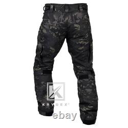 KRYDEX G4 Combat Uniform Set Tactical Shirt & Trousers & Knee Pads Black MC Camo