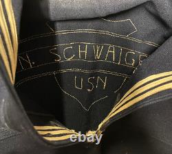 Large Collection of Vtg WW2 Navy Uniform 7 Pants Shirts Named USS Yosemite 1940s