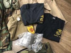 Large Lot of US Marine Corp USMC Uniform Wool Jackets Shirts Pants Coat Bag Camo