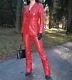 Latex Uniform 100% Rubber Gummi Red Pants and Shirts Sexy Suits S-XXL