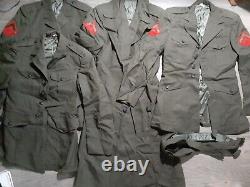 Lot Vintage USMC Uniforms and items. 70s 80s. Coats, shirts, pants, guides, etc