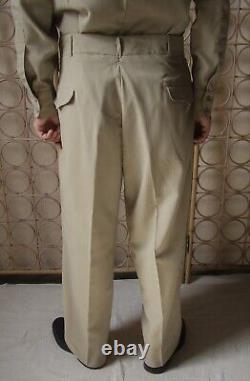 Lot of 2 Vtg US Military Uniform Shirts and Pants WW2 Tan Khaki Med Made in USA