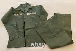 Lot of 4 VTG US Army Uniforms Olive Green Sateen OG 107 Sz 14.5 X 33 (JL-183)