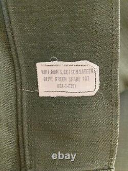 Lot of 4 VTG US Army Uniforms Olive Green Sateen OG 107 Sz 14.5 X 33 (JL-183)