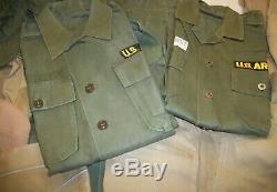 Lot of Vintage Military Uniforms Pants Shirts Field Caps Khaki & Green