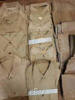 Lot of WWII Uniforms Marine 12 Shirts 5 Hats 5 Necktie 5 Pants O. J Taborelli