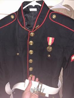 Marine military dress uniform pants jacket shirt belt 46s 35L