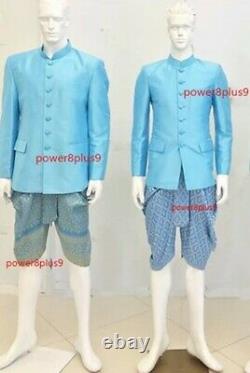 Men Long Sleeve Shirt Suit Large Slim Fit Pant Party Dress Uniform Thai Outfit