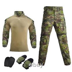 Men Military Tactical Camouflage Knee Pads Pants Work Uniform Combat Army Shirts