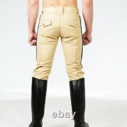 Men's Hot Stylish Police LEATHER Uniform Short Sleeve T Shirt & Pants BLUFF Gay