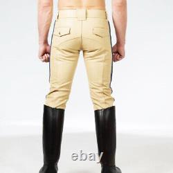 Men's Hot Stylish Police LEATHER Uniform Short Sleeve T Shirt & Pants BLUFF Gay1