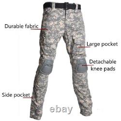 Men's Tactical Suit with Pads Combat Shirt/pants Military Uniform T-Shirts Suits