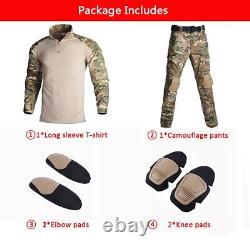 Men's Tactical Suit with Pads Combat Shirt/pants Military Uniform T-Shirts Suits