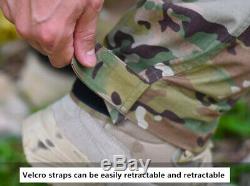 Mens Army Combat Uniform T-shirt Pants Military Tactical Camouflage SWAT BDU Set