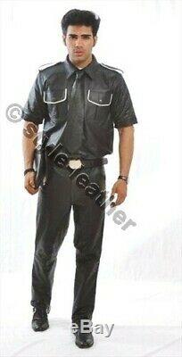 Mens Police Military UNIFORM Shirt & Breeches / Jeans / Pants REAL LEATHER BLUF
