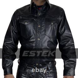 Mens Real High Quality Black Leather Uniform for Men